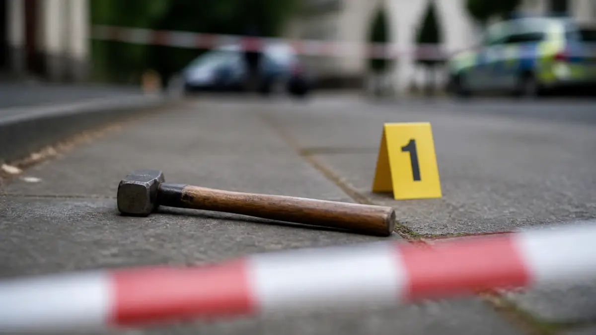 Symbolbild Hammer am Tatort mit Spurensicherung