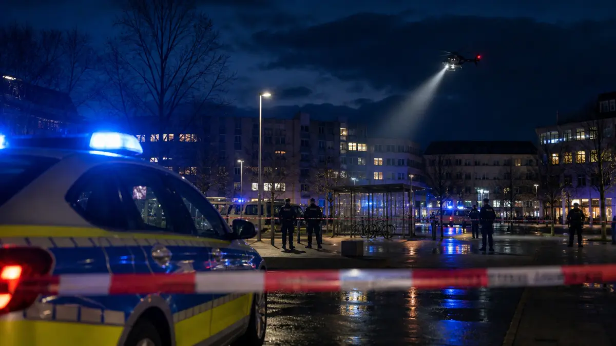 Symbolbild Fahndung mit Polizeihubschrauber