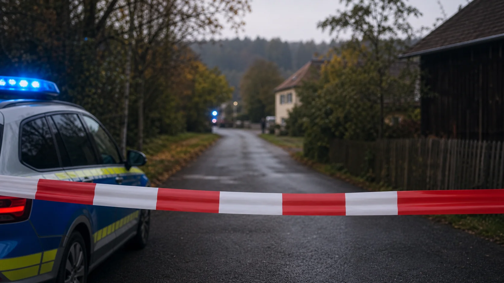 Symbolbild: Polizeiabsperrung auf einer ländlichen Straße